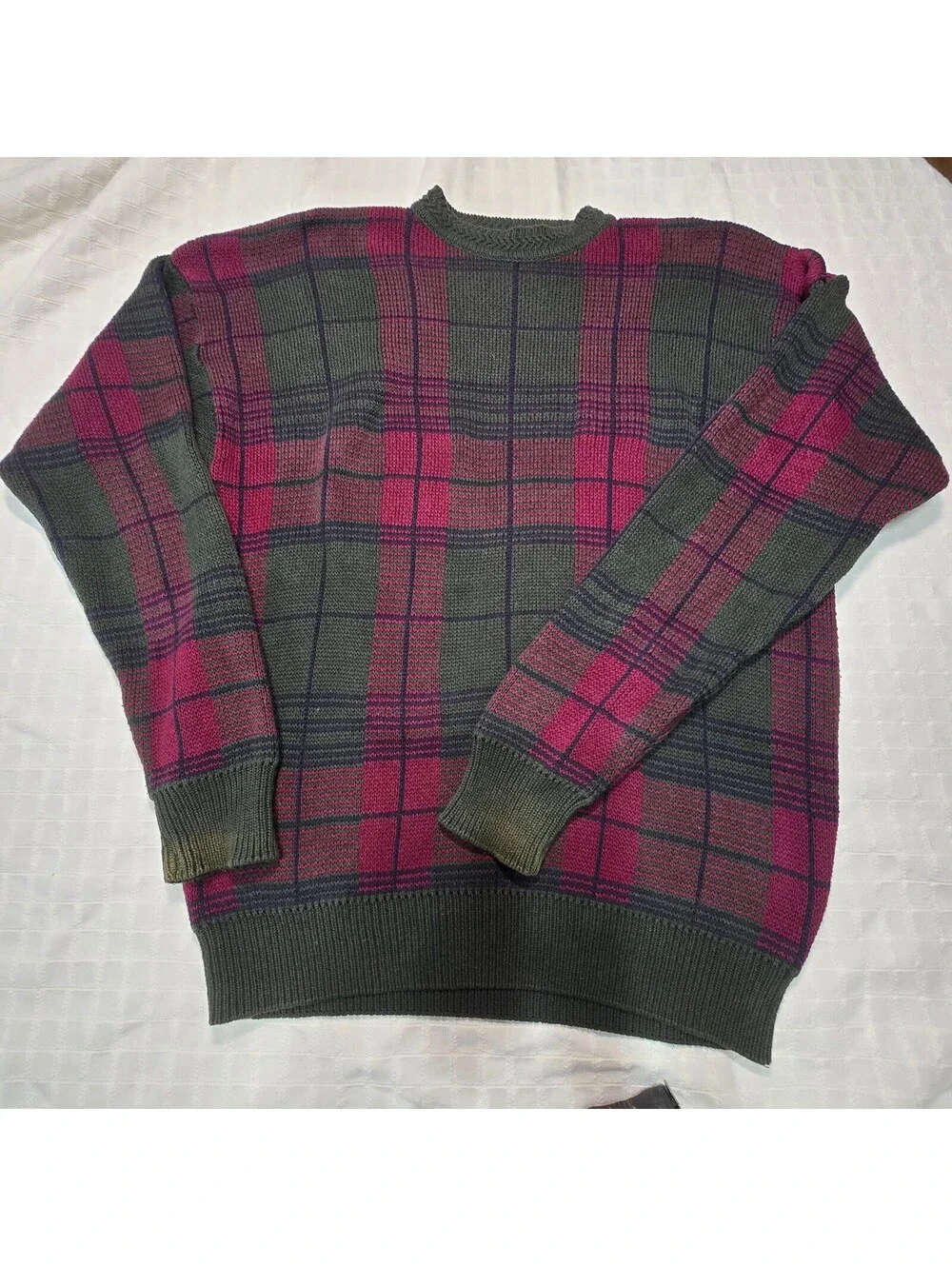 Woods & Gray Men's Large Cotton Plaid Sweater